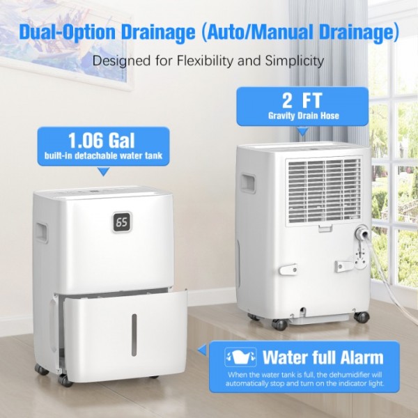 Devesere 80 Pint Energy Star Home Dehumidifier for Basement,Bedroom,Bathroom and Large Room up to 5,000 Sq.Ft,with Drain Hose,Smart humidistats and Large Tank 