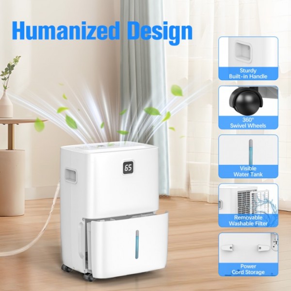 Devesere 80 Pint Energy Star Home Dehumidifier for Basement,Bedroom,Bathroom and Large Room up to 5,000 Sq.Ft,with Drain Hose,Smart humidistats and Large Tank 