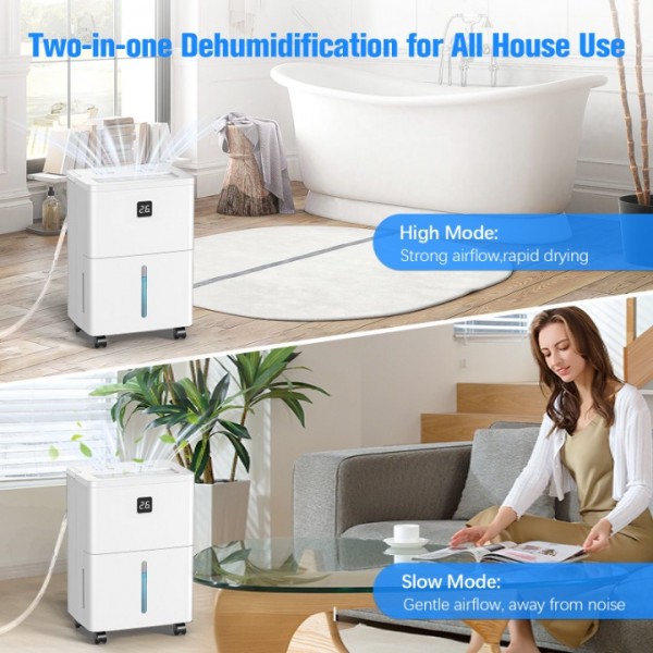 Deverse 25 Pints Dehumidifier for Home/Bedroom/Basement, 3000 Sq.Ft Coverage, with Drain Hose, Smart Humidity Control & Large Tank